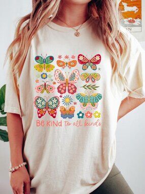Be Kind To All Kinds Shirt, Boho Floral Tee